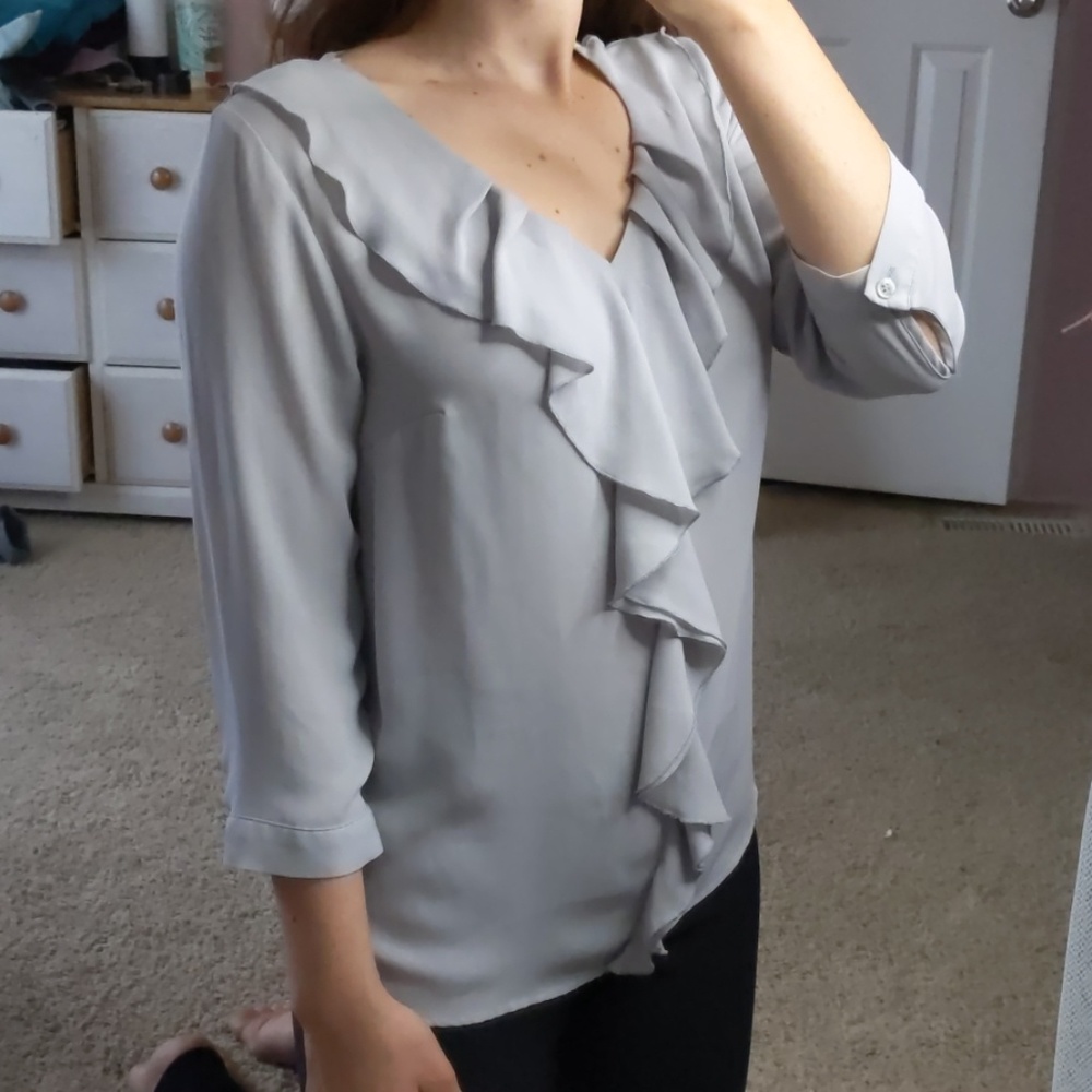 New York & Company Gray Blouse